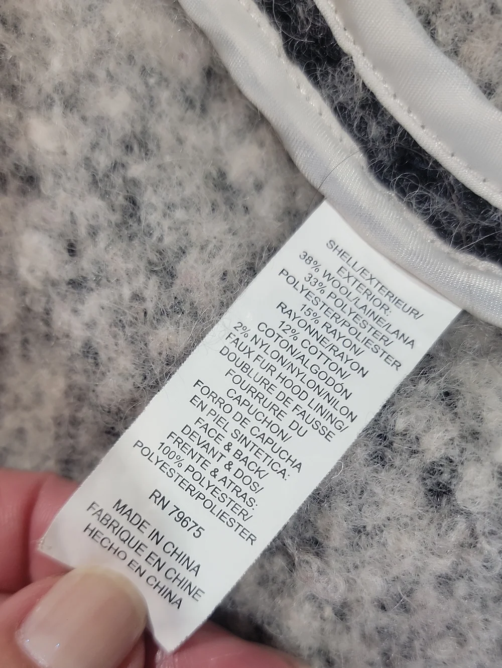 Lucky Brand Marled Wool Coat with Sherpa Trim
